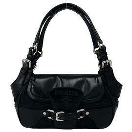 Mini borsa a tracolla in nylon Tessuto e pelle Prada Nero
