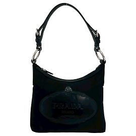 Borsa a mano in nylon nero e pelle Prada Nero