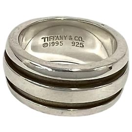 Tiffany & Co Tiffany Vintage Grooved Double Line Ring Silber