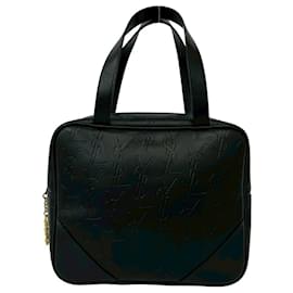 Bolsa de mão em couro com logotipo vintage Yves Saint Laurent Preto