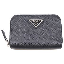 Prada Saffiano Leather Coin Case Black