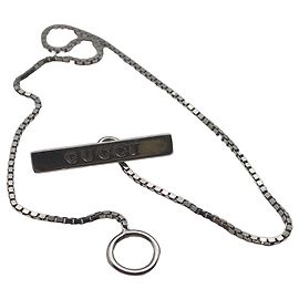Pulseira Gucci em ouro branco com barra de logo Prata
