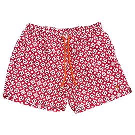 Autre Marque Gallo Short de baño hombre estampado geométrico rojo y blanco Blanco Roja