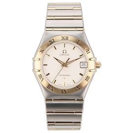 Omega Constellation 1212.30 Mostrador Branco Aço e Ouro Quartz 35mm Prata Dourado