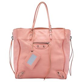 Cabas Balenciaga Papier en cuir rose avec fermeture éclair A5 Rose