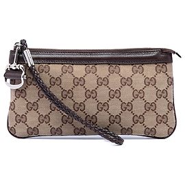 Pochette da polso Gucci Beige GG Canvas Horsebit Beige