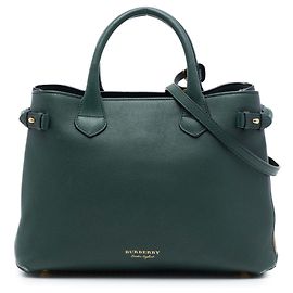 Bolsa de ombro Burberry Green Medium em couro e House Check Verde