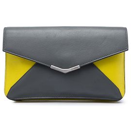 Clutch Envelope 2Jours em couro bicolor cinza Fendi Marrom Outro