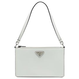 Prada White Brushed Leather Shoulder Bag White