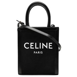 Céline Celine Cabas Vertical Mini en Toile Noir Noir