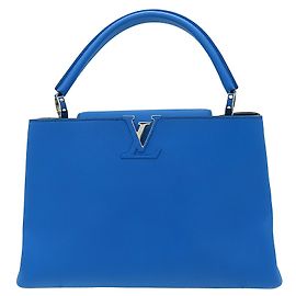 Louis Vuitton Blue Taurillon Capucines GM Bleu