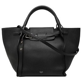 Céline Celine Big Bag in pelle di vitello granulata nera, piccola Nero