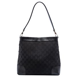 Gucci Black GG Canvas Shoulder Bag Black