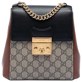 Gucci Beige GG Supreme Padlock Backpack Beige