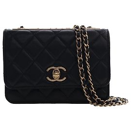 Chanel Black Mini gesteppte Lammhaut Trendy CC Chain Wallet Schwarz