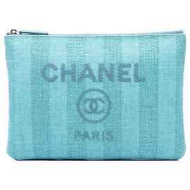 Pochette Chanel Blue Medium Tweed Deauville O Case Bleu Autre