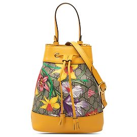Borsa a secchiello Gucci Beige Small GG Supreme Flora Ophidia Beige
