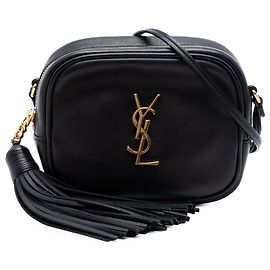 Bolsa Blogger em couro de bezerro preto com monograma Saint Laurent Preto
