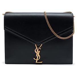 Saint Laurent Black Smooth Calfskin Monogram Cassandra Clasp Bag Black