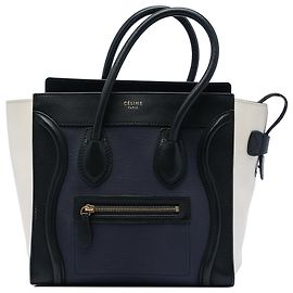 Céline Sac cabas Celine Blue Micro Tricolor en cuir Bleu Bleu Marine