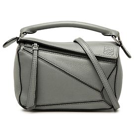 Bolsa LOEWE Gray Mini Calfskin Puzzle Marrom
