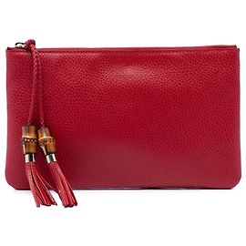Clutch Bamboo em couro de bezerro vermelho Gucci Vermelho