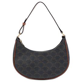Céline Borsa a tracolla Ava in tela rivestita Triomphe marrone Medium Celine Marrone Marrone scuro