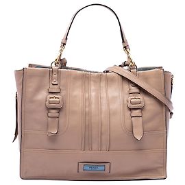 Bolsa Etiquette em couro de bezerro marrom Prada Marrom Carne
