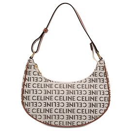 Céline Bolsa de ombro Ava em canvas marrom com logo Celine, tamanho Medium Marrom Bege