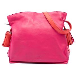LOEWE Bolsa transversal Flamenco 30 em couro nappa bicolor rosa com tassel Rosa