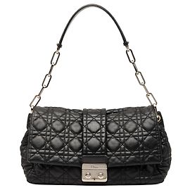 Dior Black Lambskin Cannage New Lock Shoulder Bag Black