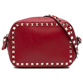 Bolsa Camera Rockstud em couro vermelho Valentino Vermelho