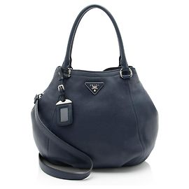 Prada Vitello Daino Shopping Tote Blue
