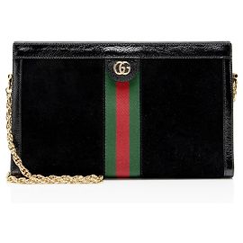 Bolsa de Ombro Gucci Suede Ophidia Large Chain Preto