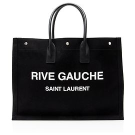 Tote Rive Gauche grande em canvas e couro de vitelo Saint Laurent Preto