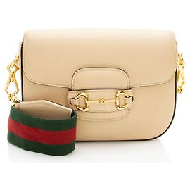 Mini borsa a tracolla Gucci Leather Horsebit 1955 Marrone Beige