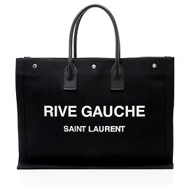 Tote Rive Gauche grande em lona e couro de bezerro Saint Laurent Preto