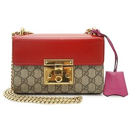 Bolsa de ombro de tecido Gucci Padlock Marrom Bege