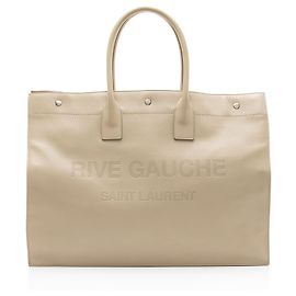 Tote Rive Gauche grande em couro de bezerro Saint Laurent Marrom Bege