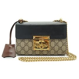 Bolsa de ombro em tecido Gucci Padlock Marrom Bege