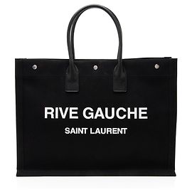 Tote Large Rive Gauche em canvas e couro de vitelo Saint Laurent Preto
