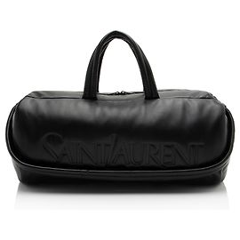 Saint Laurent Lambskin Logo Puffer Duffle Black
