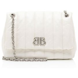 Bolsa de ombro mini Monaco em couro acolchoado Balenciaga Branco