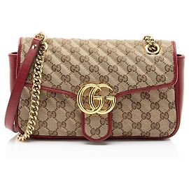 Bolsa de aba média Gucci Matelasse GG Canvas GG Marmont Marrom Bege