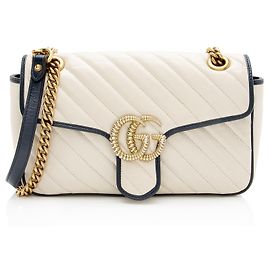 Bolsa de aba média Gucci Matelasse Leather Torchon GG Marmont Azul