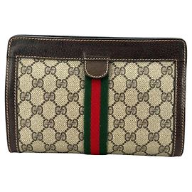 Clutch in tessuto vintage Gucci Ophidia Marrone Beige