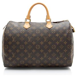 Louis Vuitton Monogram Canvas Speedy 35 Satchel Brown