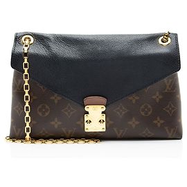 Borsa a Spalla Louis Vuitton Monogram Canvas Pallas Chain Nero