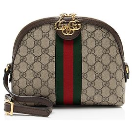 Pequena bolsa de ombro Gucci GG Supreme Ophidia Dome Marrom Bege