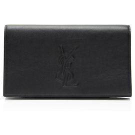 Clutch Belle de Jour em pele de vitelo Saint Laurent Preto